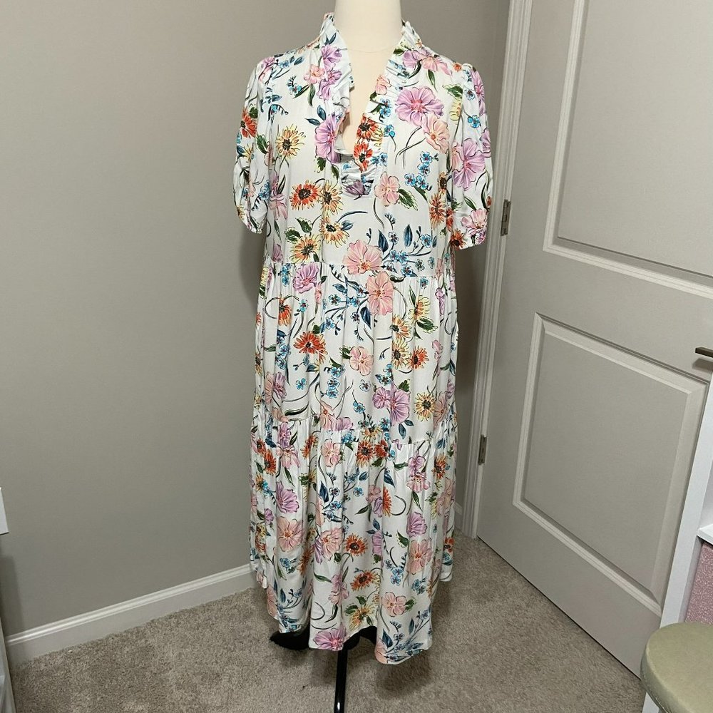 NWT Crown & Ivy Ruffle Neck Floral Dress
